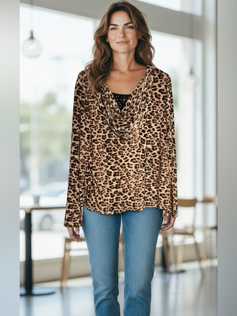 Gloria Vanderbilt animal print long sleeve shirt